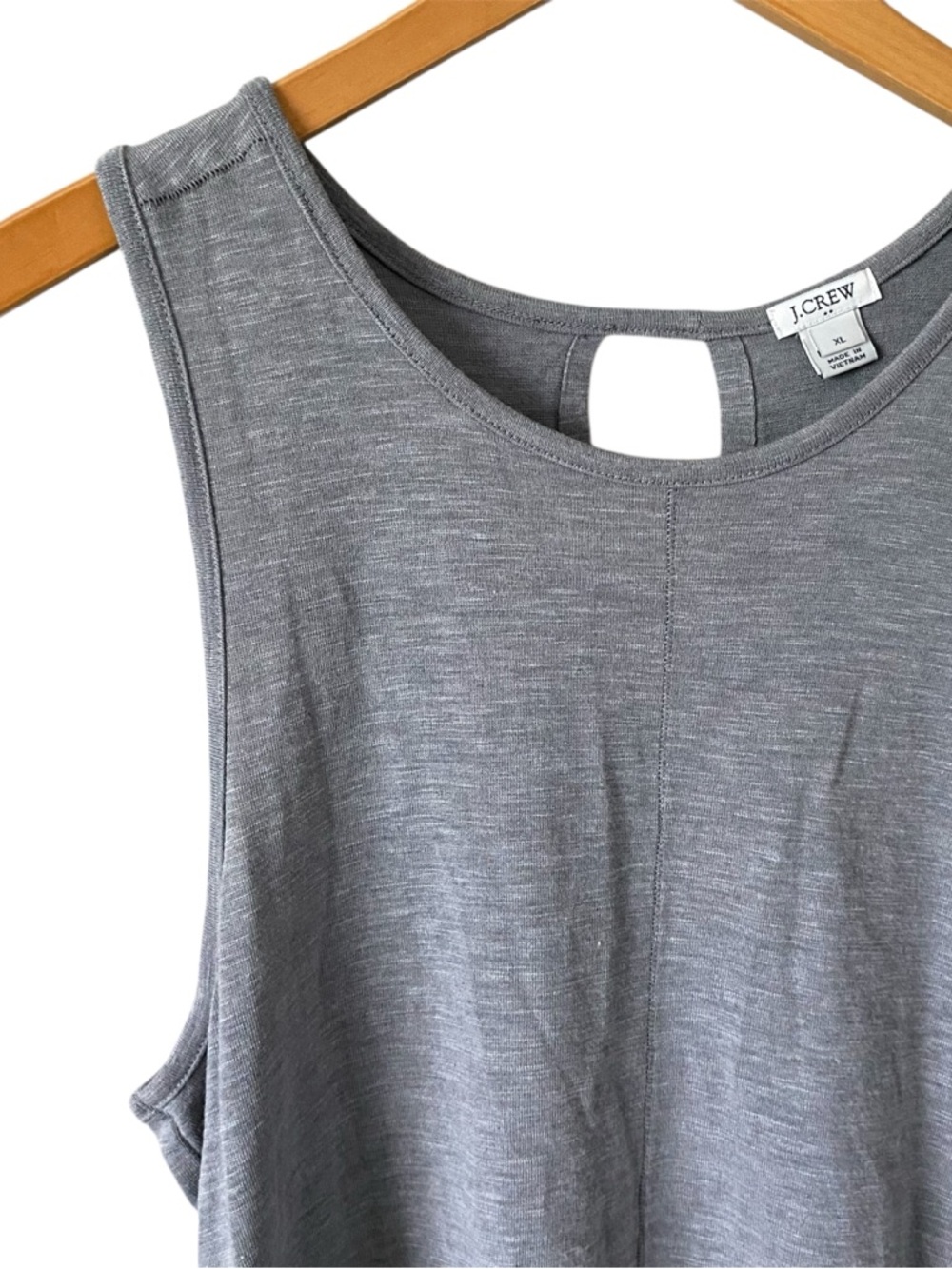 J. Crew Tank Top Blouse Size XL Womens Gray Sleeveless Preppy Lagenlook Keyhole - Picture 2 of 8